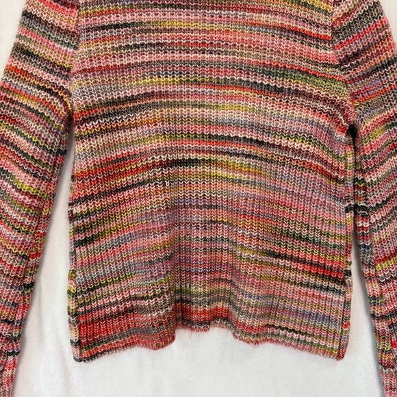 Ecru Pink Multi Color Striped Bell Sleeve Pullover Sweater Size Medium - Picture 10 of 13